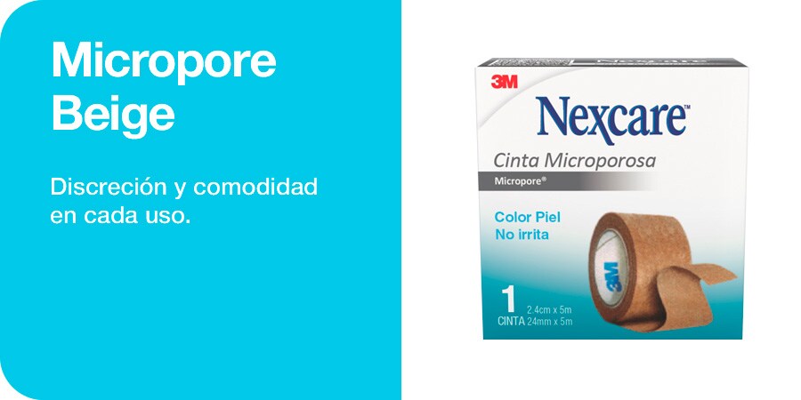 Product shot y descripción Micropore Beige.